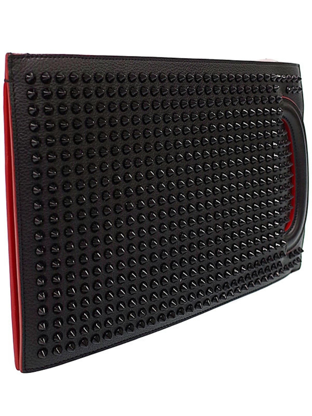 Christian Louboutin top handles zip portfolio black bag calfskin Trictrac Black